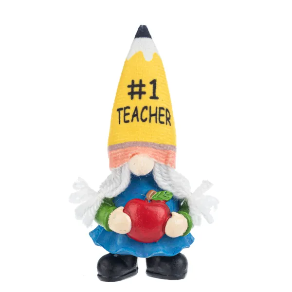 #1 Teacher Gnome with Apple Standing Figurine