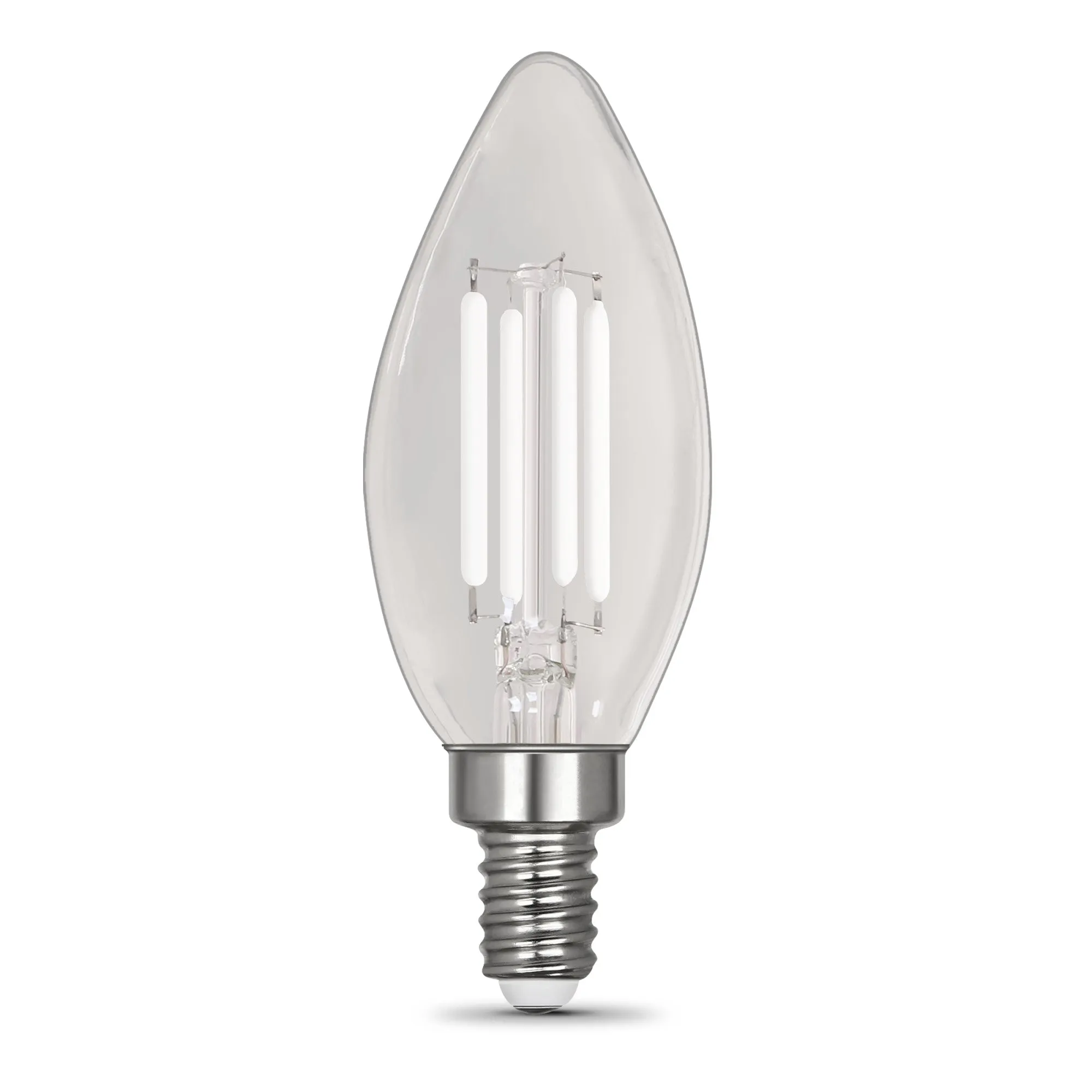 10W (100W Equivalent) Daylight (5000K) B10 Shape (E12 Base) Torpedo Tip LED Exposed White Filament Bulb (2-Pack)