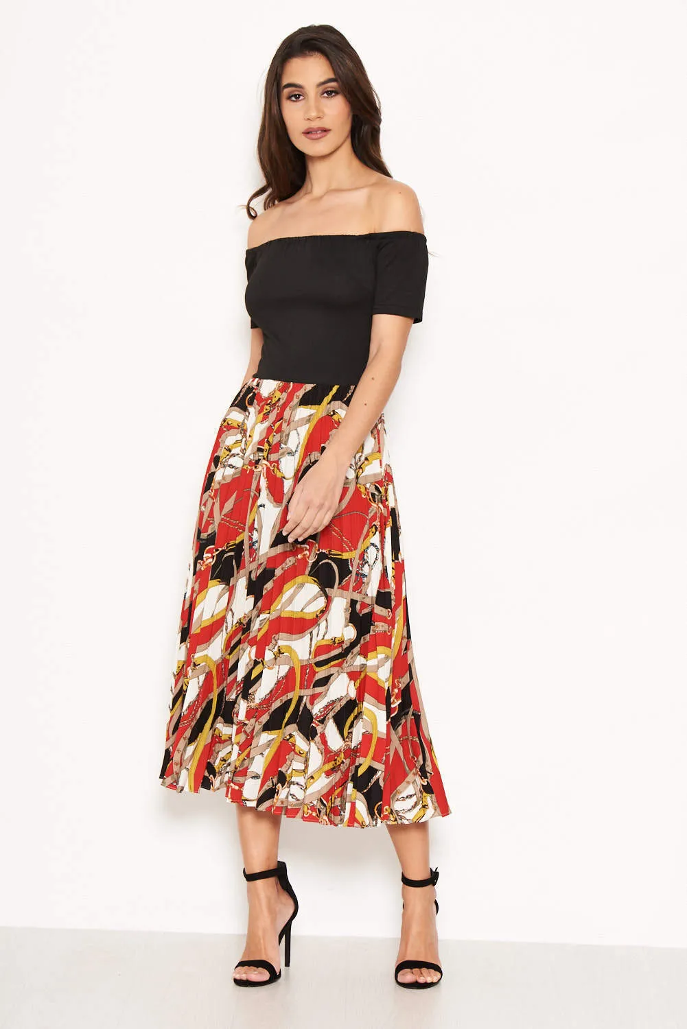 2 in 1 Bardot Chain Print Dress