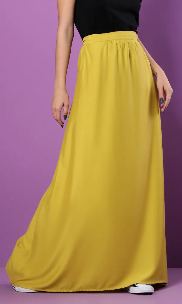 34556 Zipped Back Basic Goldenrod Maxi Skirt