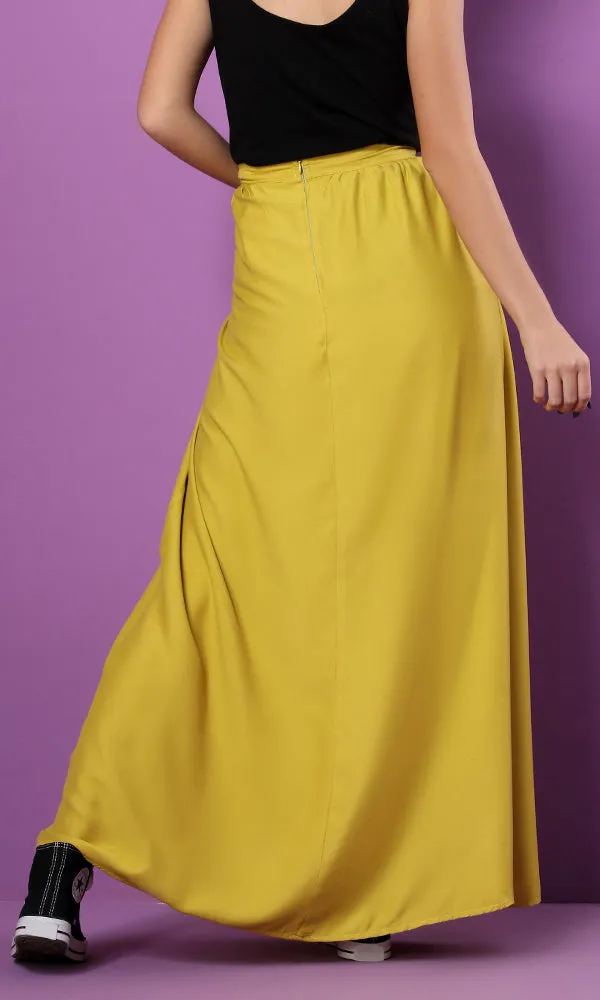 34556 Zipped Back Basic Goldenrod Maxi Skirt