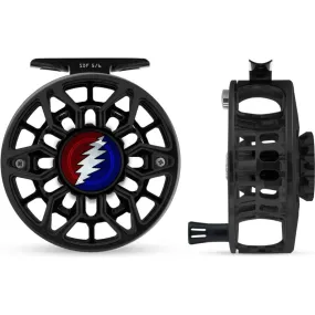 Abel SDF Reel 5/6 Black, Grateful Dead Lightning Bolt with Black Handle