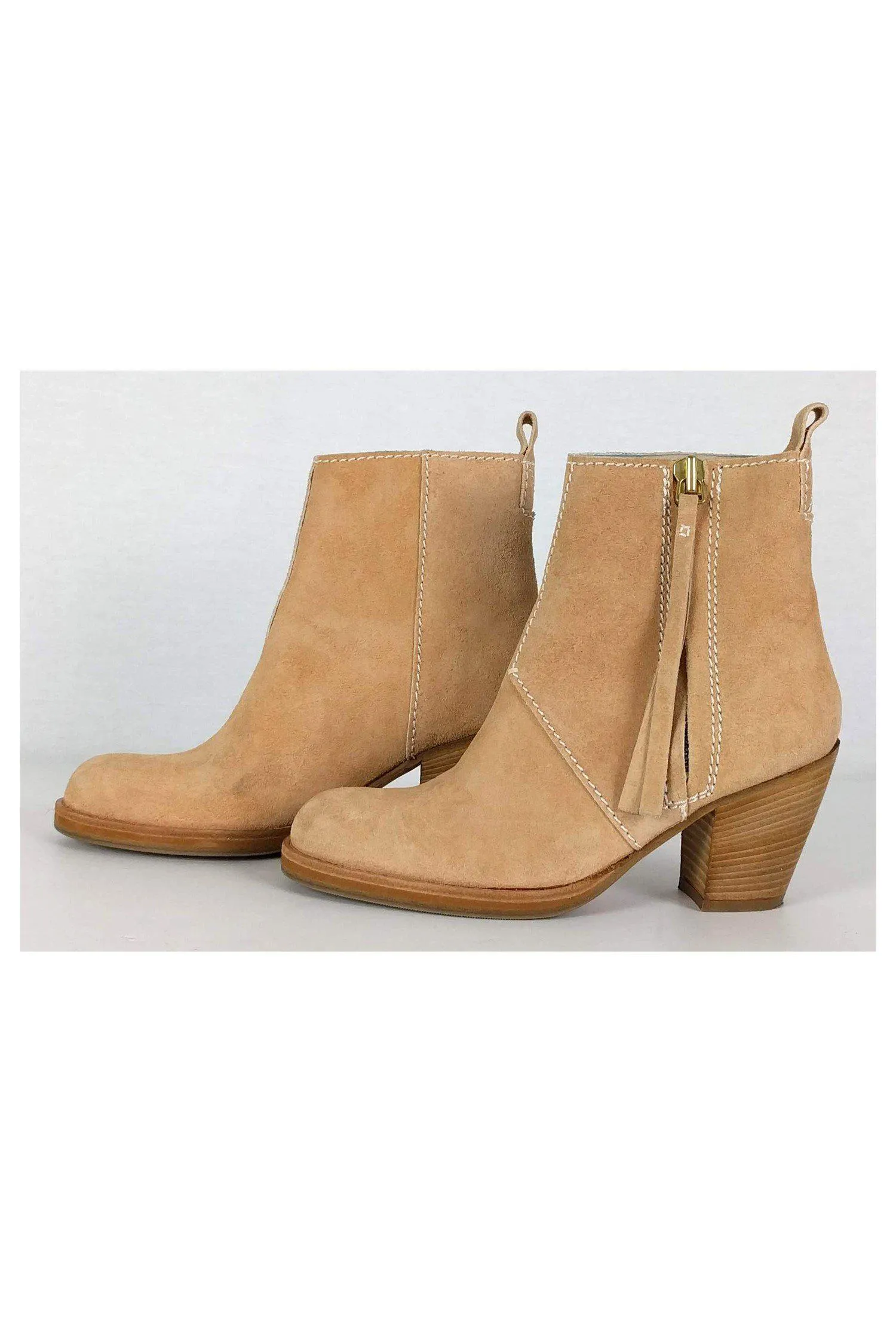 Acne - Beige Suede Stacked Booties Sz 5