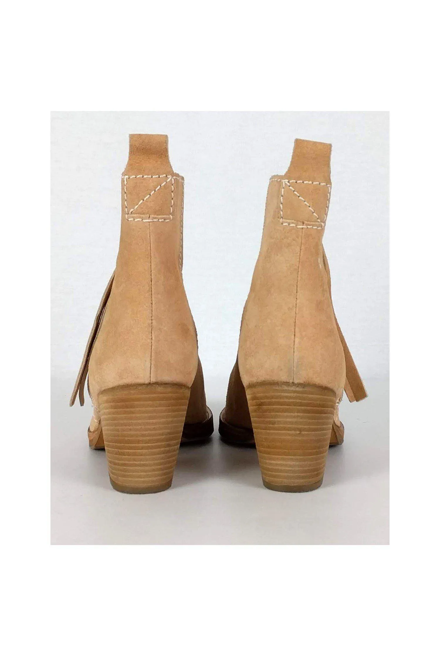 Acne - Beige Suede Stacked Booties Sz 5