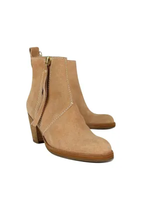 Acne - Beige Suede Stacked Booties Sz 5