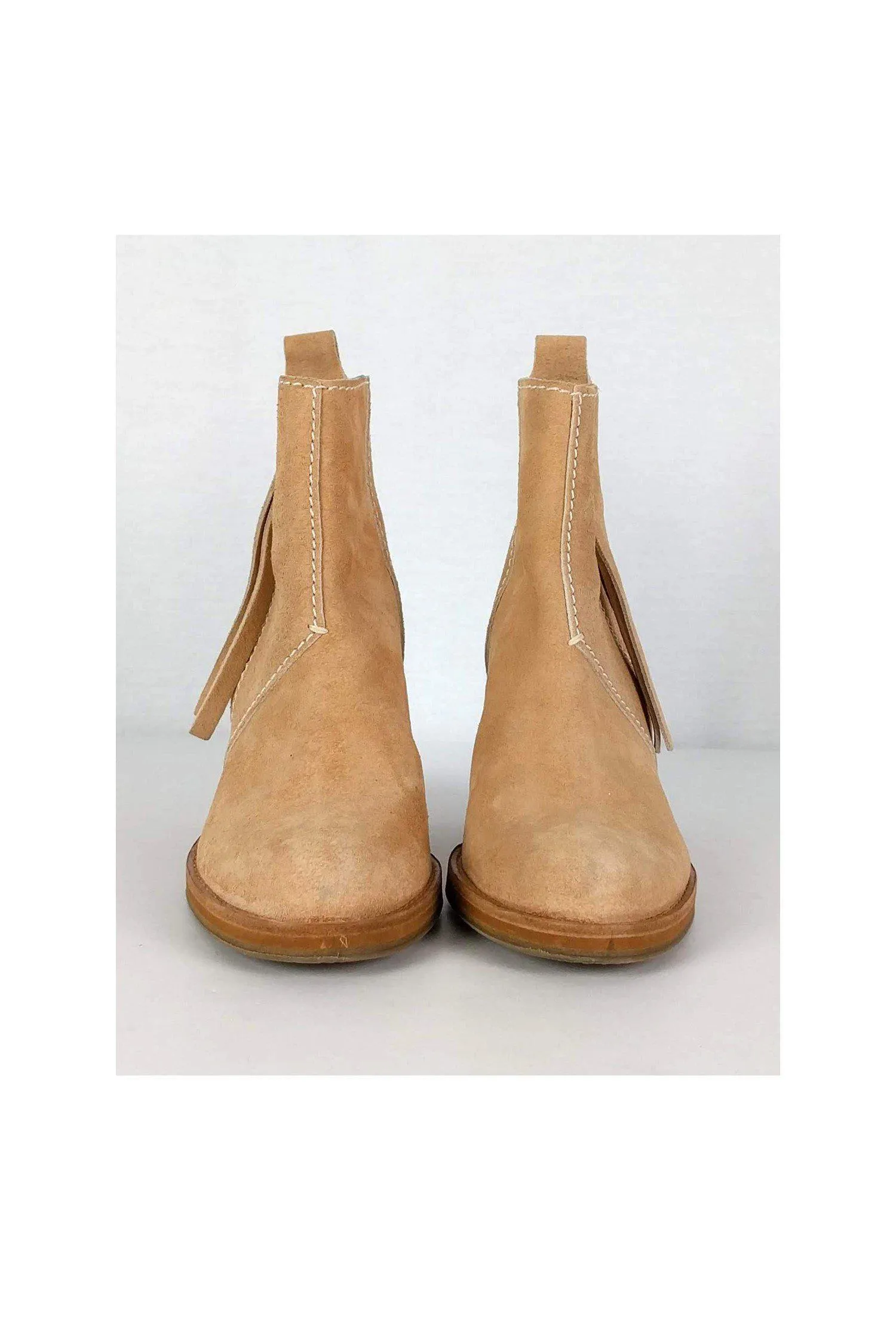 Acne - Beige Suede Stacked Booties Sz 5