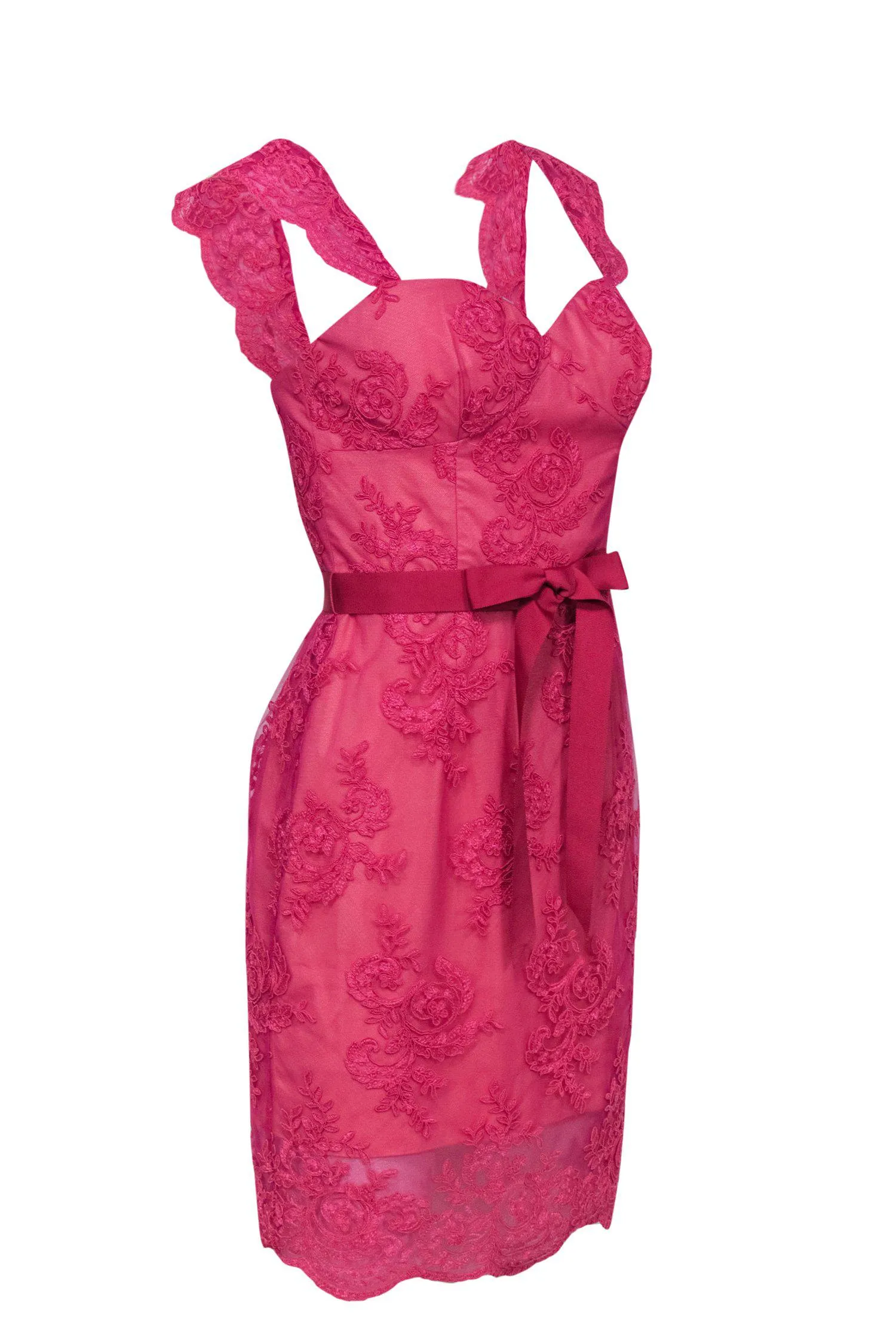 Aidan Mattox - Hot Pink Embroidered Bodycon Dress Sz 6