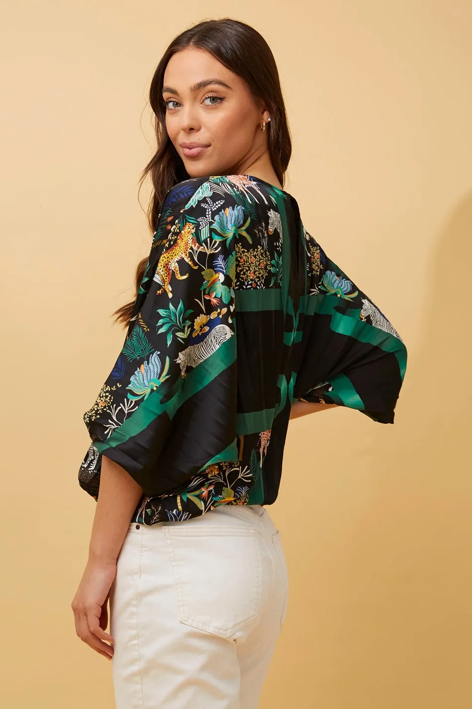 ALBERTA SATIN SCARF PRINT TOP