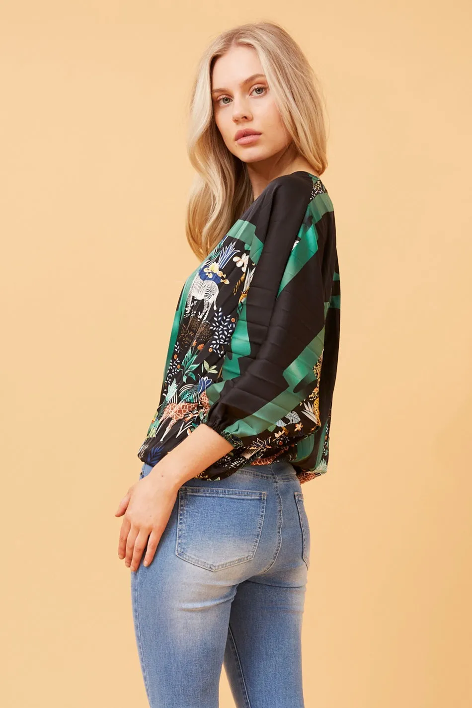 ALBERTA SATIN SCARF PRINT TOP