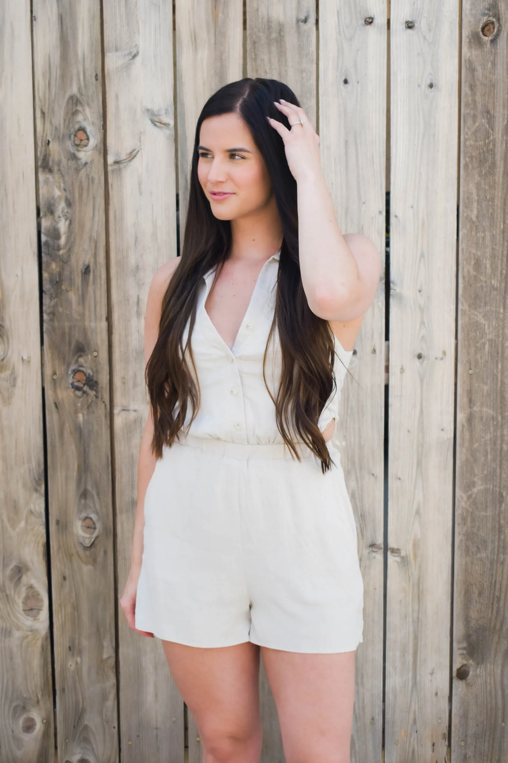 Aleah Collared Romper | Taupe