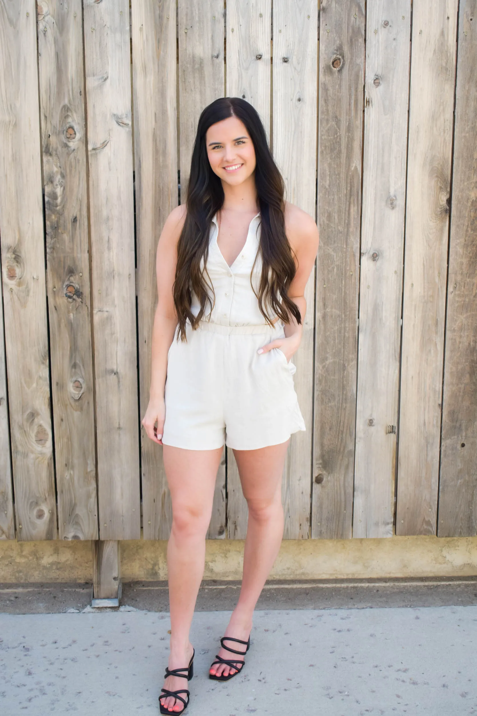 Aleah Collared Romper | Taupe