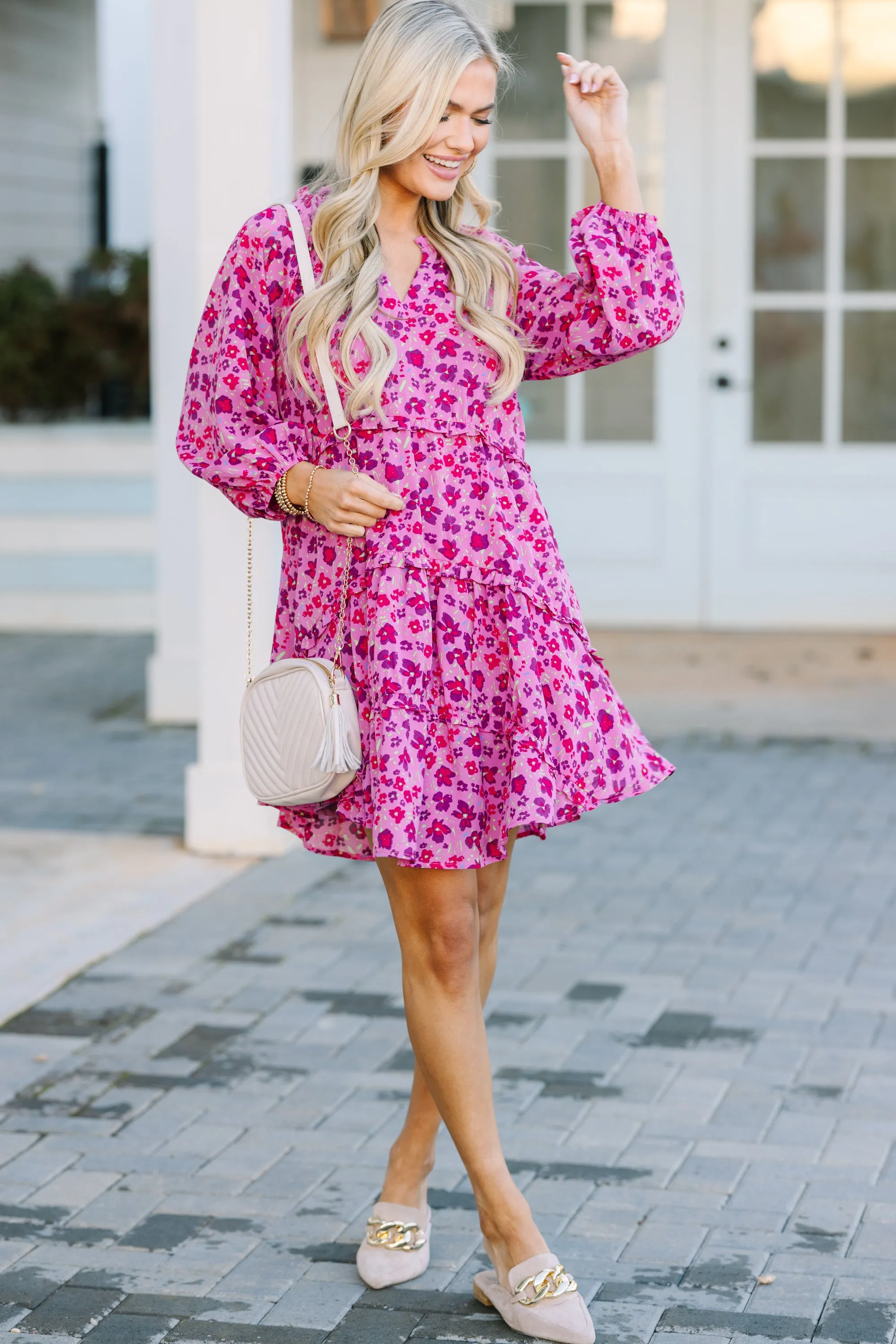 All That You Know Magenta Floral Dress