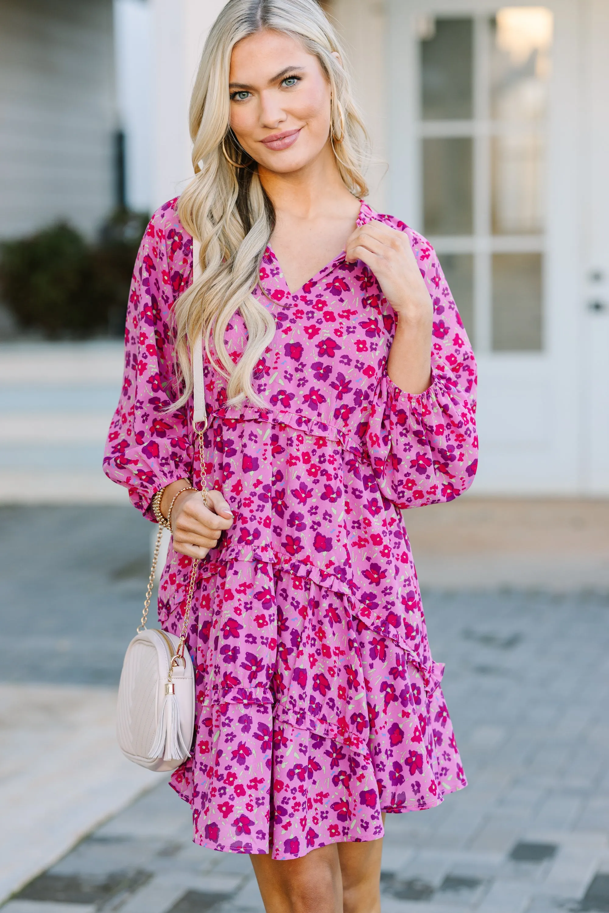 All That You Know Magenta Floral Dress