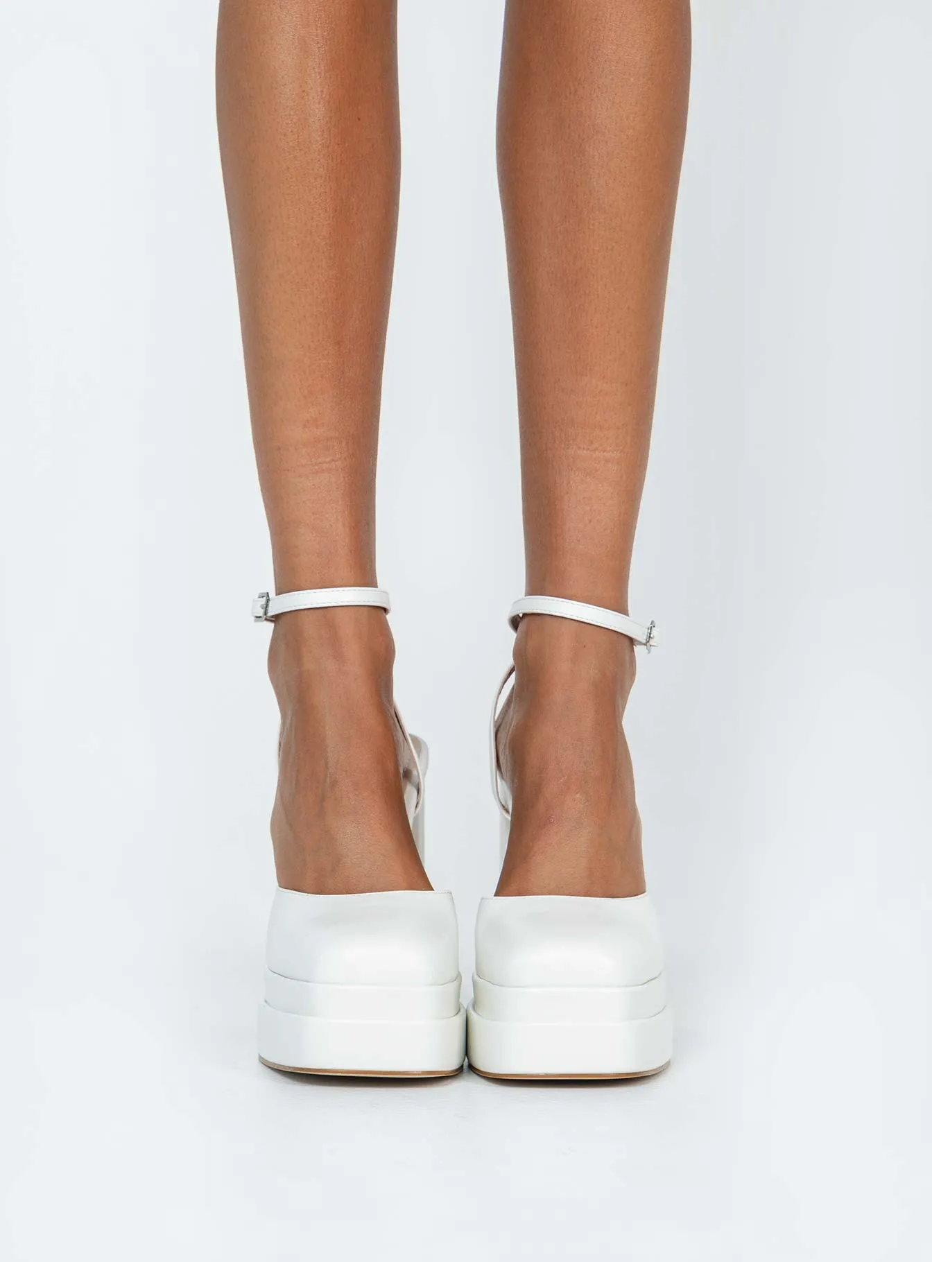 Womens Matte White Platform Heels | Elevated Stylish Alto Design