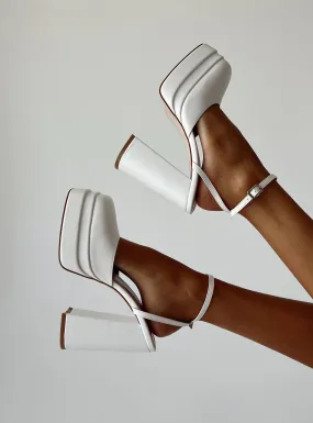 Womens Matte White Platform Heels | Elevated Stylish Alto Design