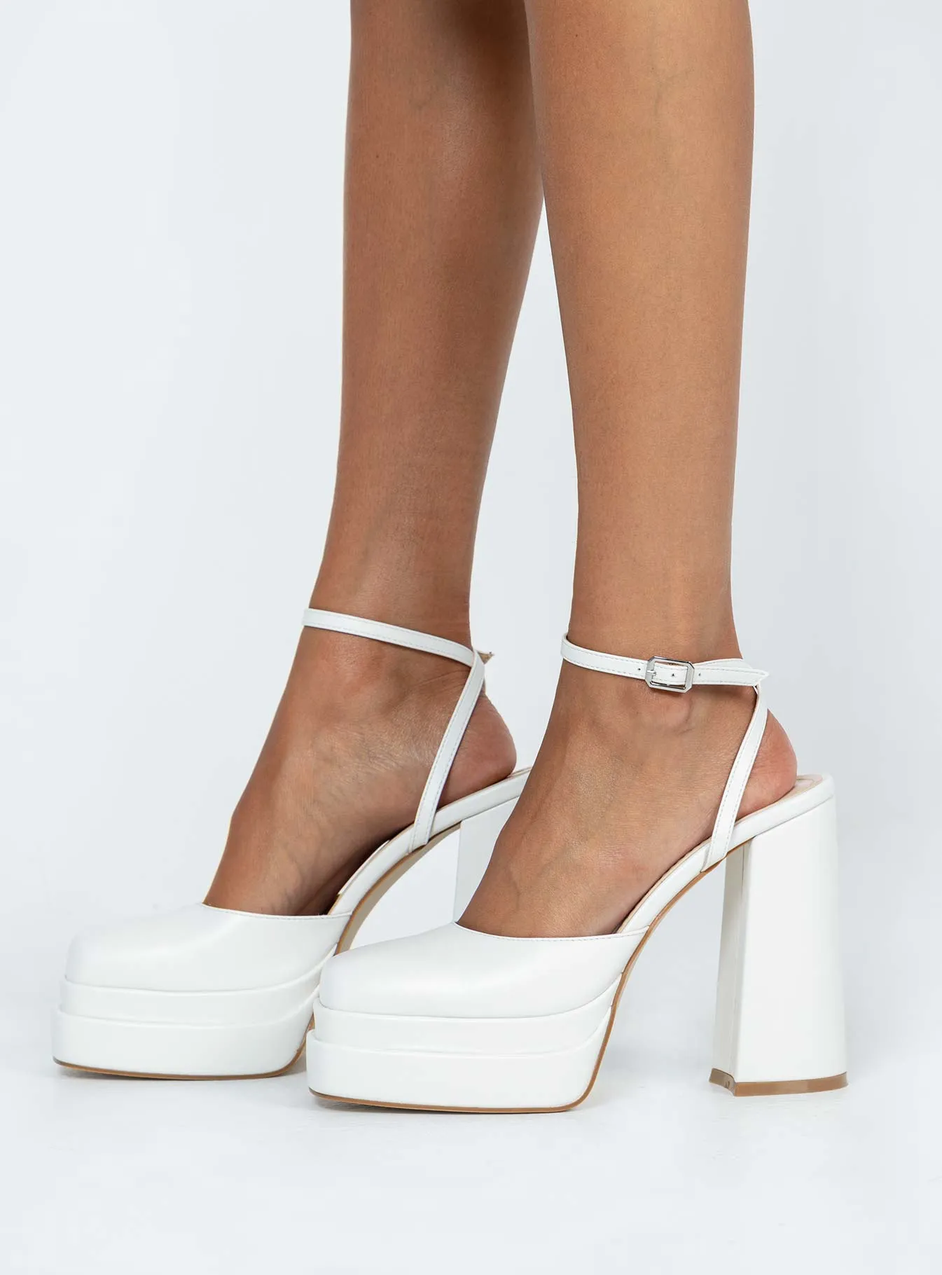 Womens Matte White Platform Heels | Elevated Stylish Alto Design