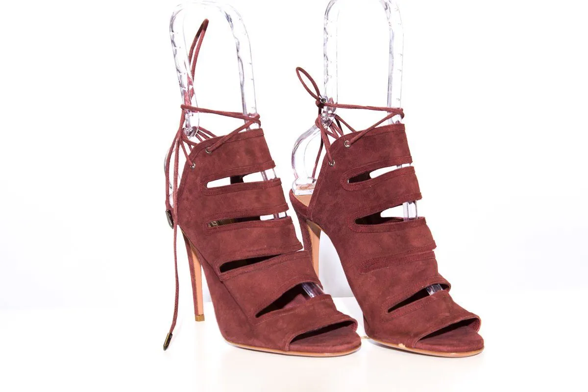 Aquazzura Burgundy Suede Heels, Size 38