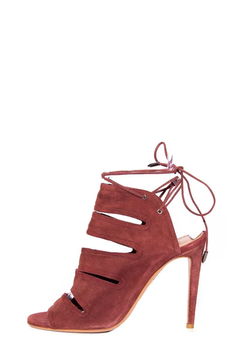 Aquazzura Burgundy Suede Heels, Size 38