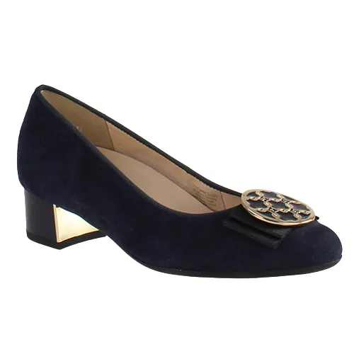 Ara Ladies Block Heeled Pumps - 35807 - Navy Suede