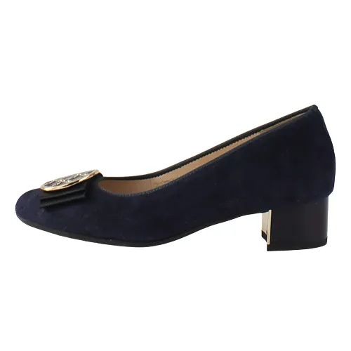 Ara Ladies Block Heeled Pumps - 35807 - Navy Suede