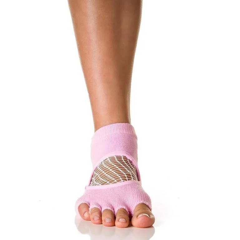 Arebesk Fishnet Open Toe Grip Socks - Pink (Barre / Pilates) or i