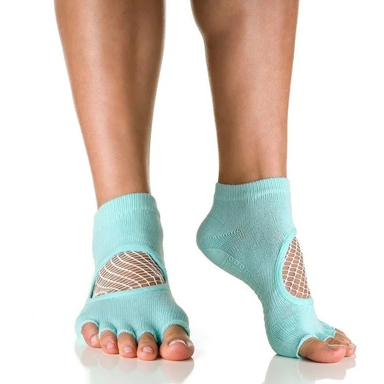 Arebesk Fishnet Open Toe Grip Socks - Teal (Barre / Pilates)