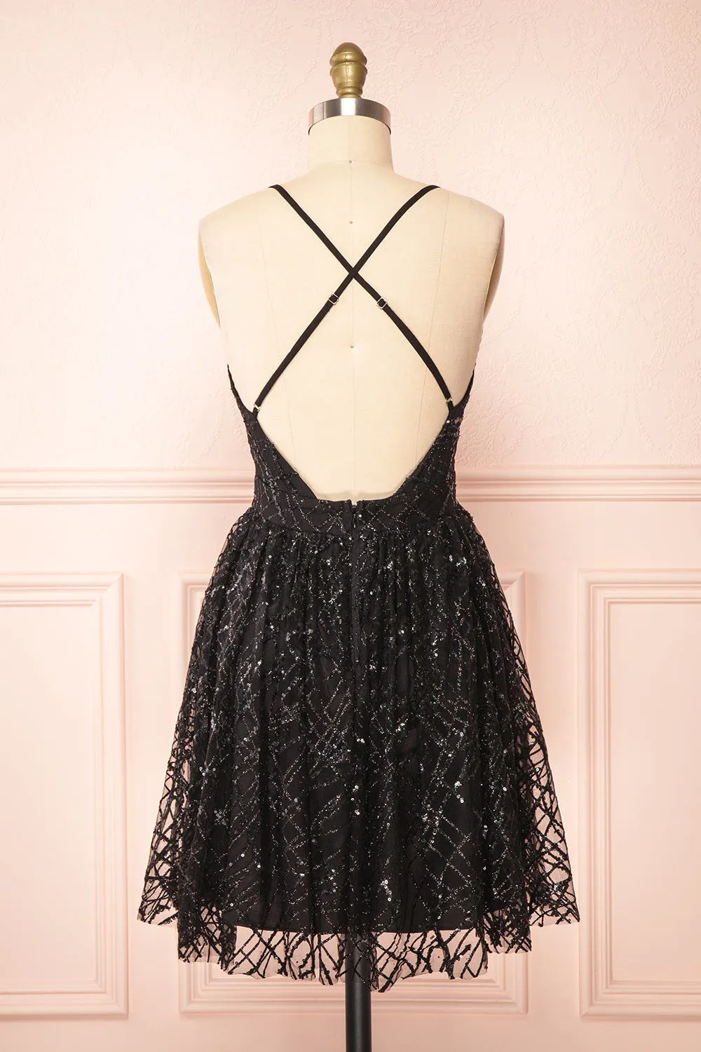 Astral Black | Short A-Line Sequin Dress