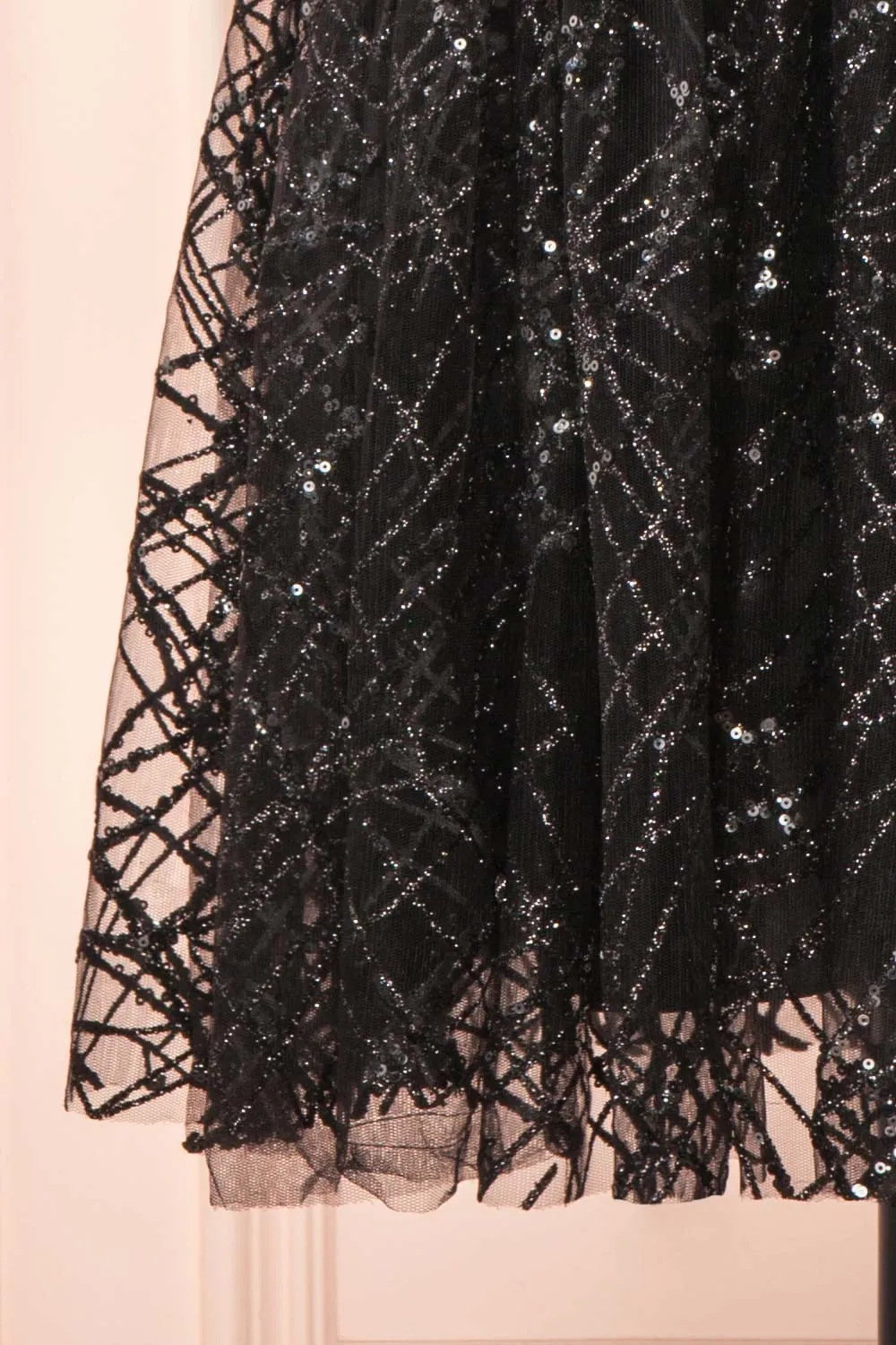 Astral Black | Short A-Line Sequin Dress