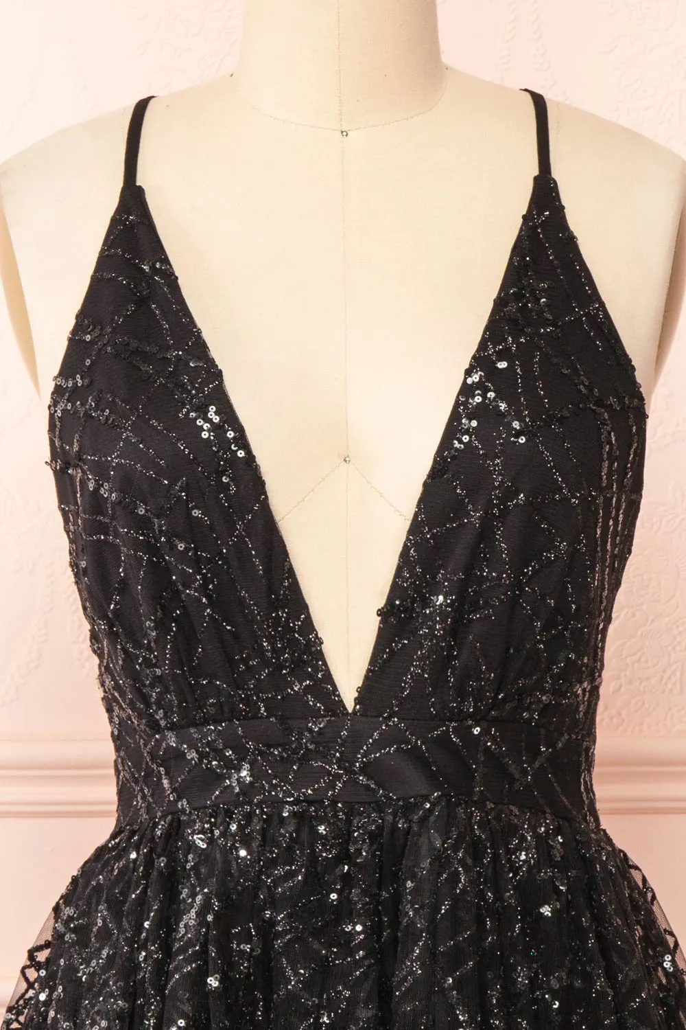 Astral Black | Short A-Line Sequin Dress