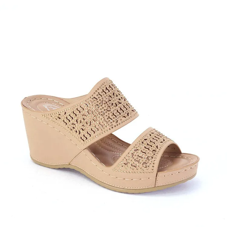 Atalina Platform Wedge-Tan/Nude