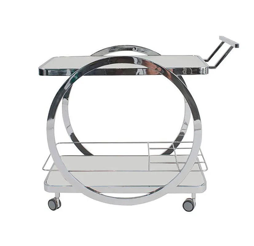 Bar Cart Chrome with Glass