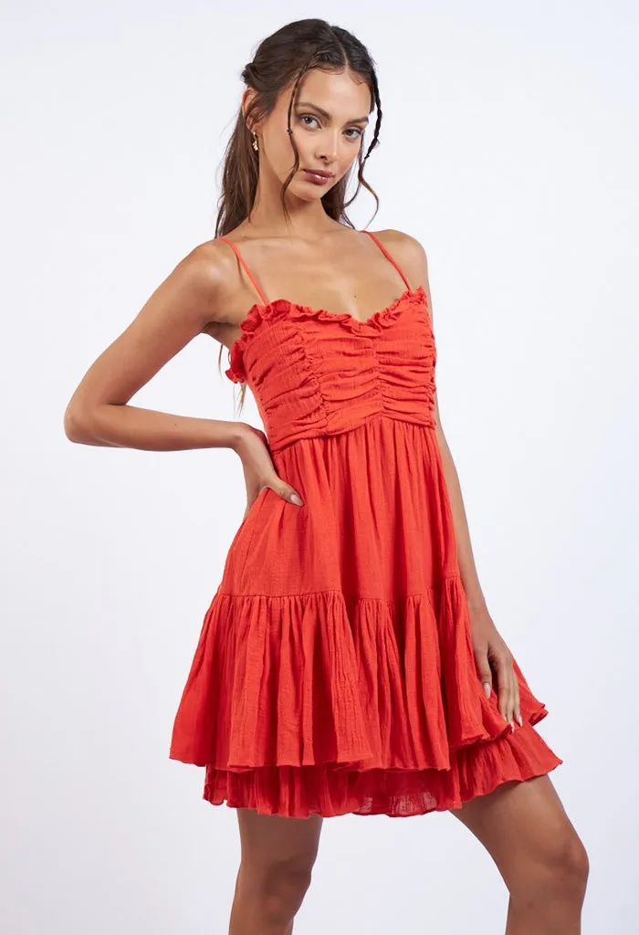 Barcelona Mini Dress-Tomato