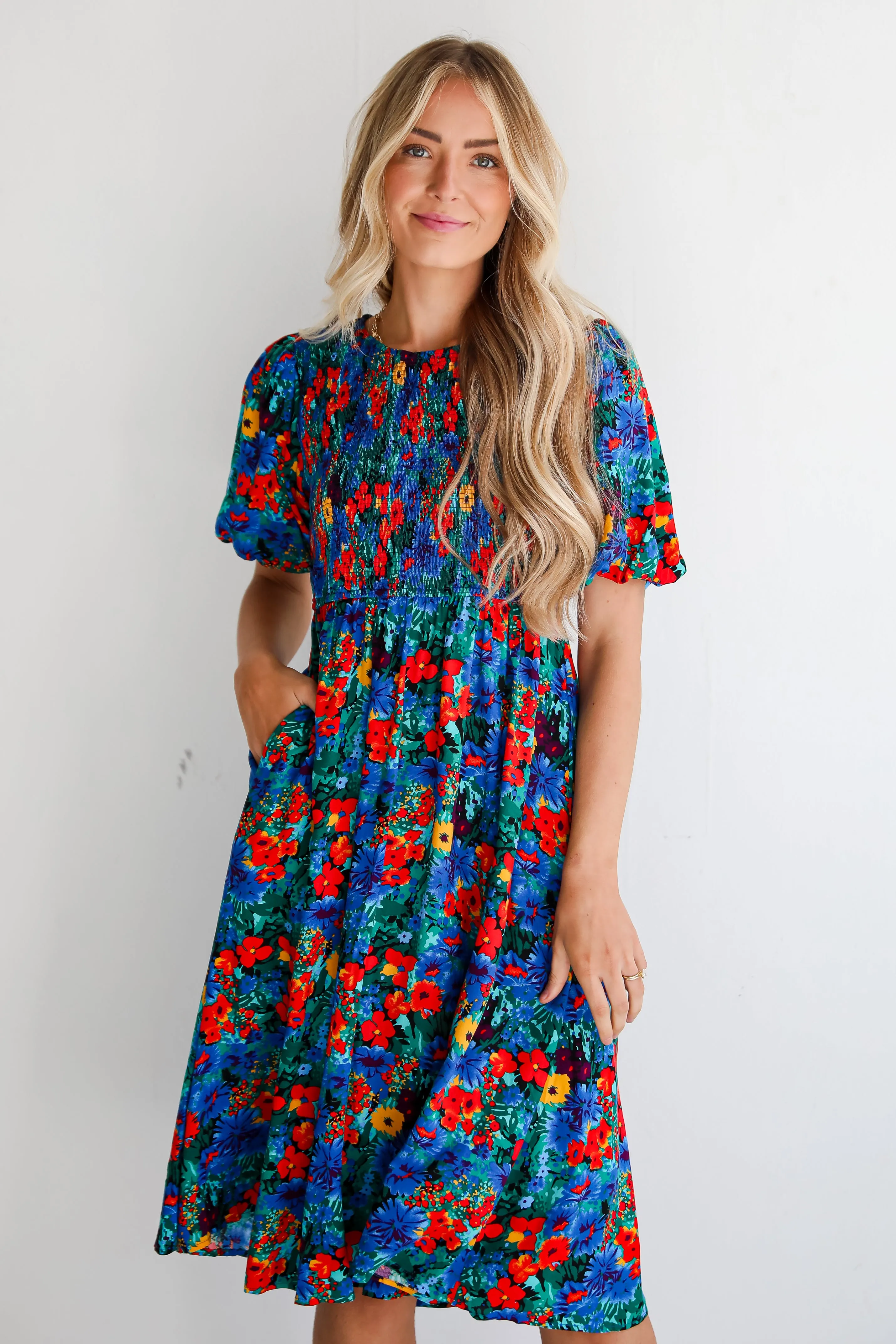 Beautiful Presence Blue Floral Midi Dress