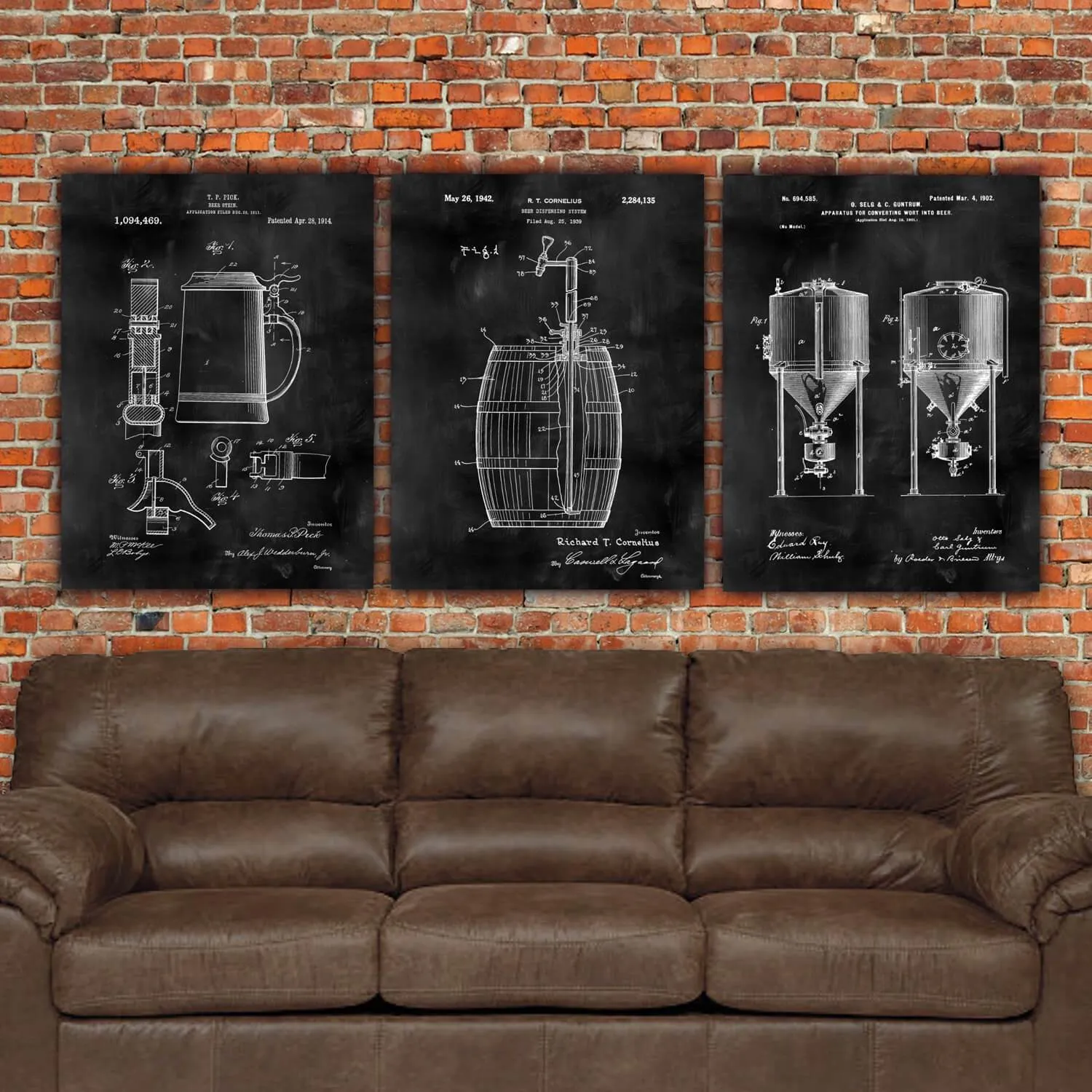 Beer Bottle Machine Patent Print on Canvas