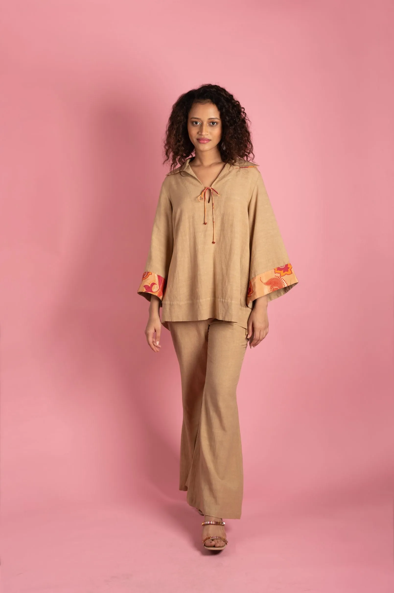 Beige Back Tie-Up Shirt