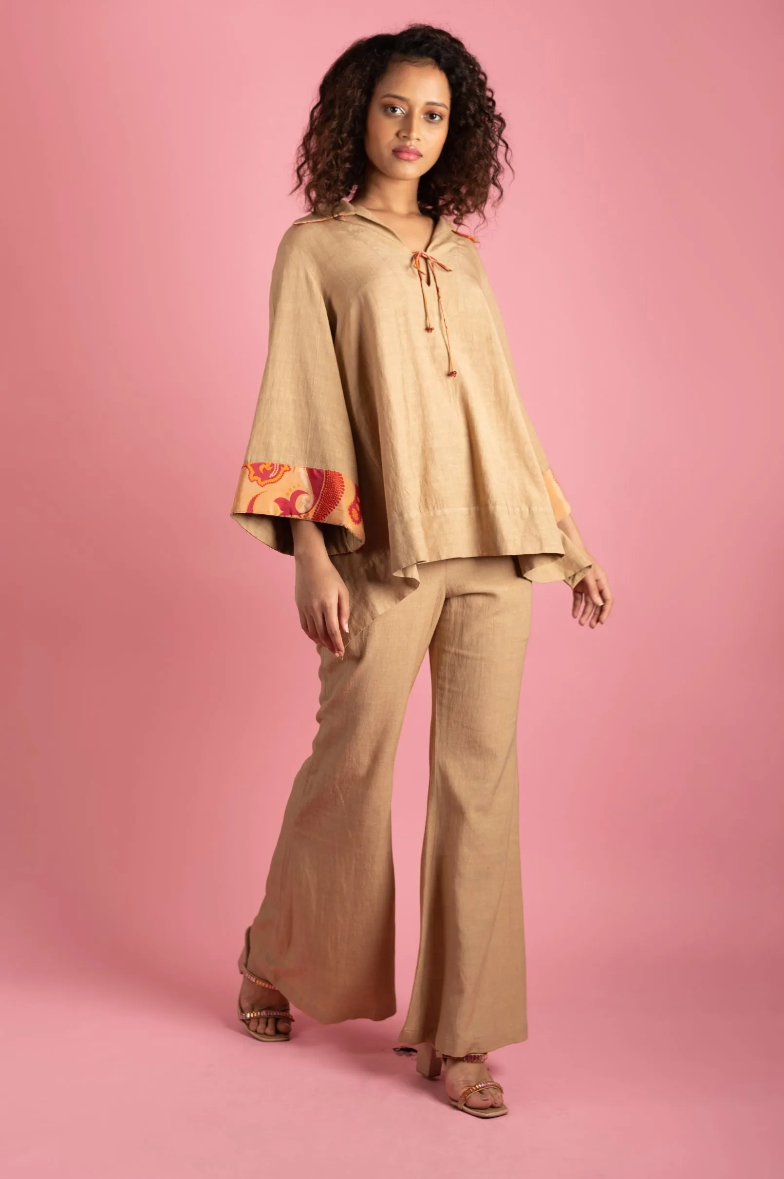 Beige Back Tie-Up Shirt