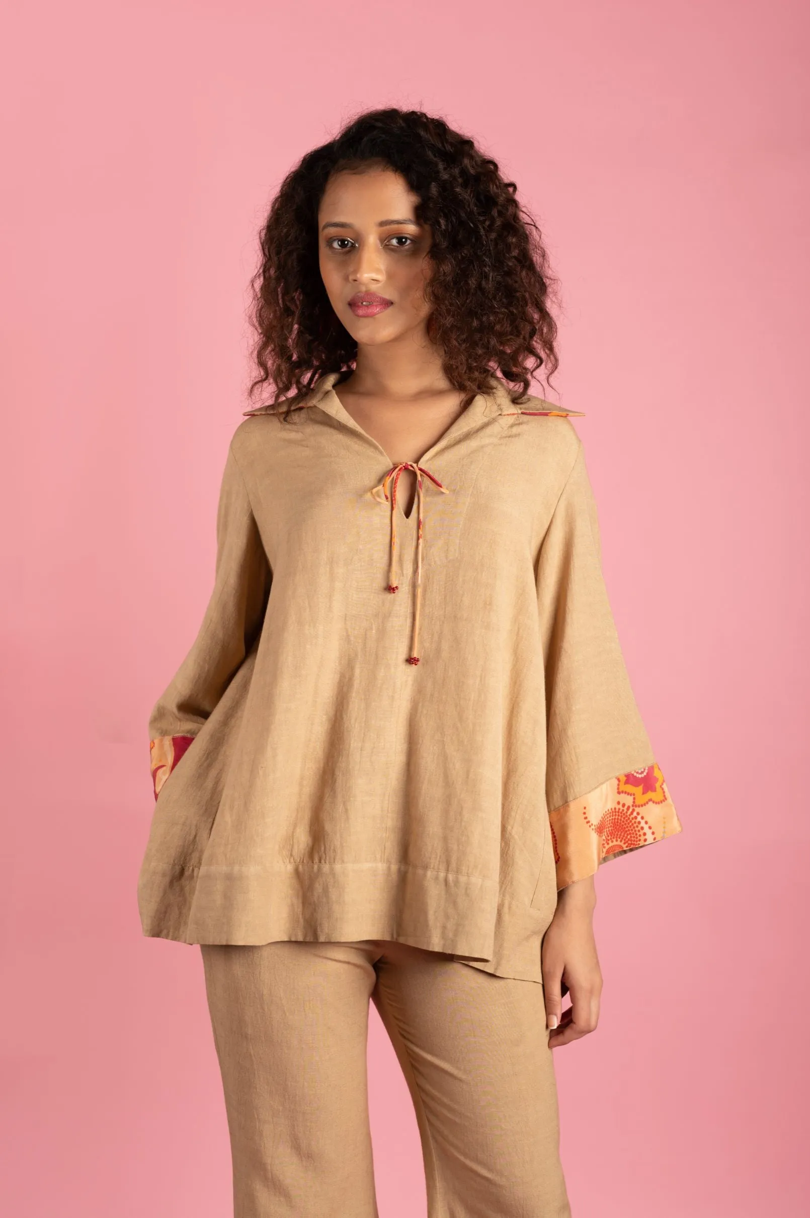 Beige Back Tie-Up Shirt