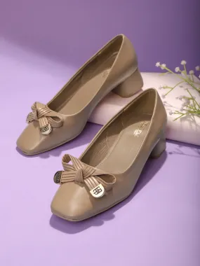 Beige PU Block Ballerina Sandals (TC-D09159-BEIG)