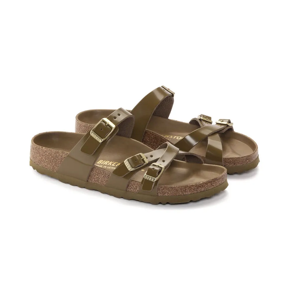 BIRKENSTOCK FRANCA HEX HIGH SHINE MUD GREEN - WOMENS