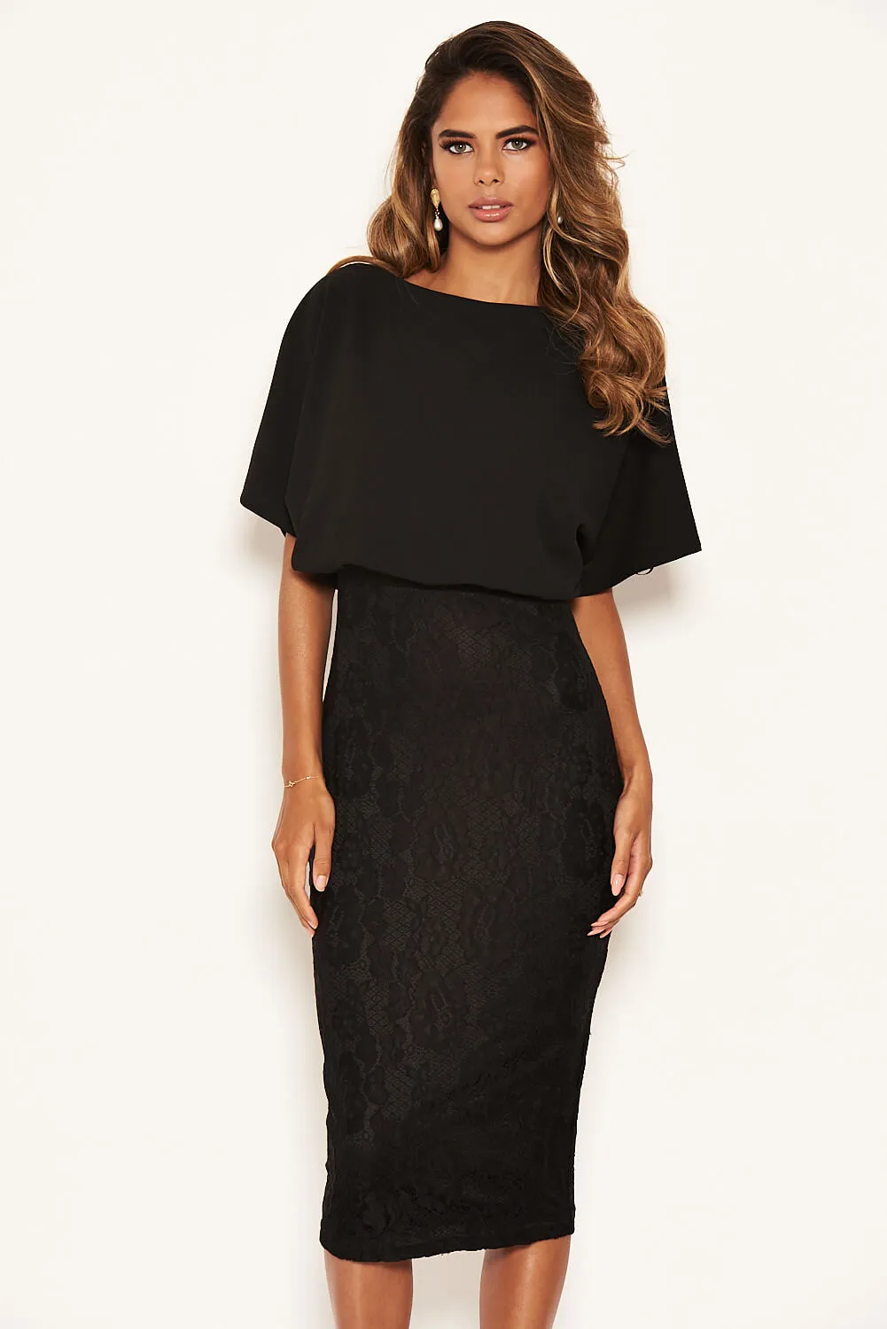 Black 2 In 1 Lace Skirt Dress