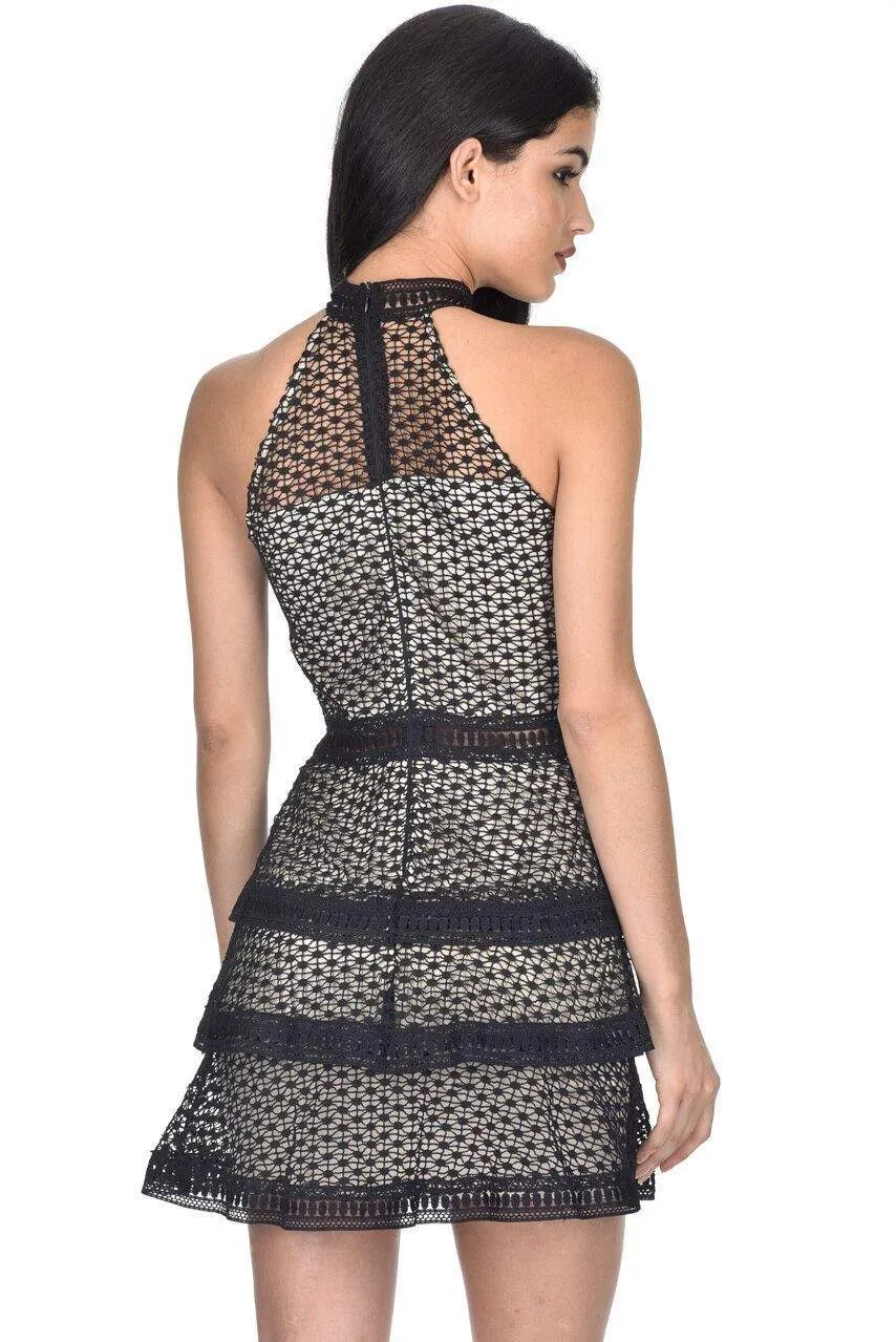 Black Crochet Overlay Dress