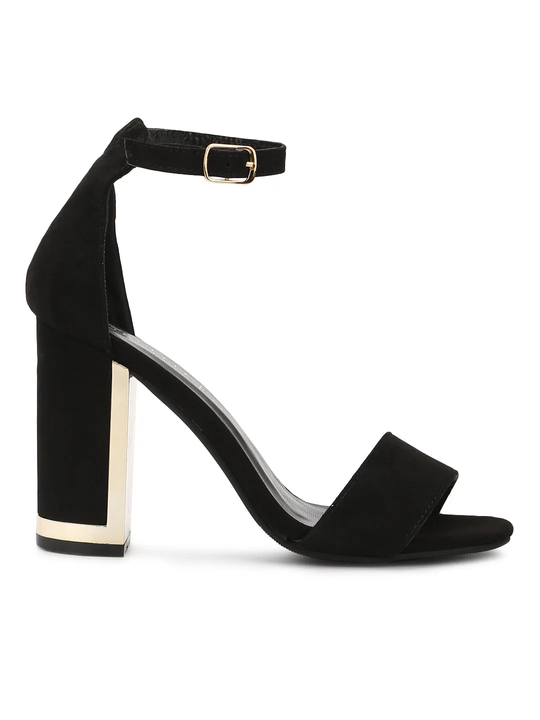 Black Micro Double Colored Perspex Block Heels