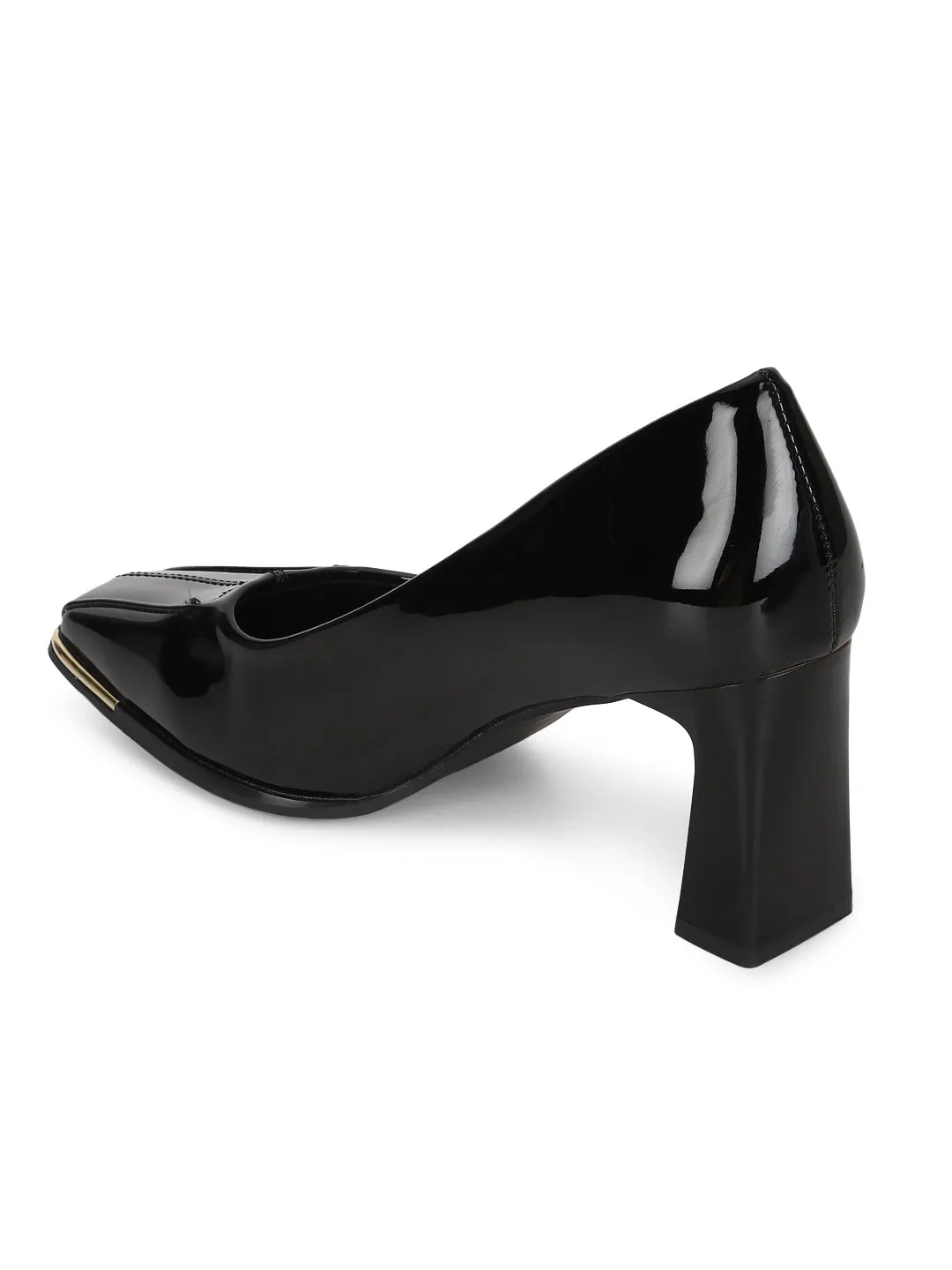 Black Patent Block Heel Pumps (TC-RS2069-BLK)