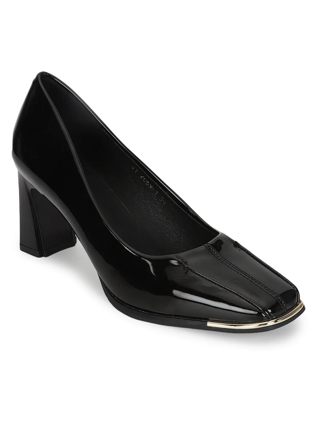 Black Patent Block Heel Pumps (TC-RS2069-BLK)