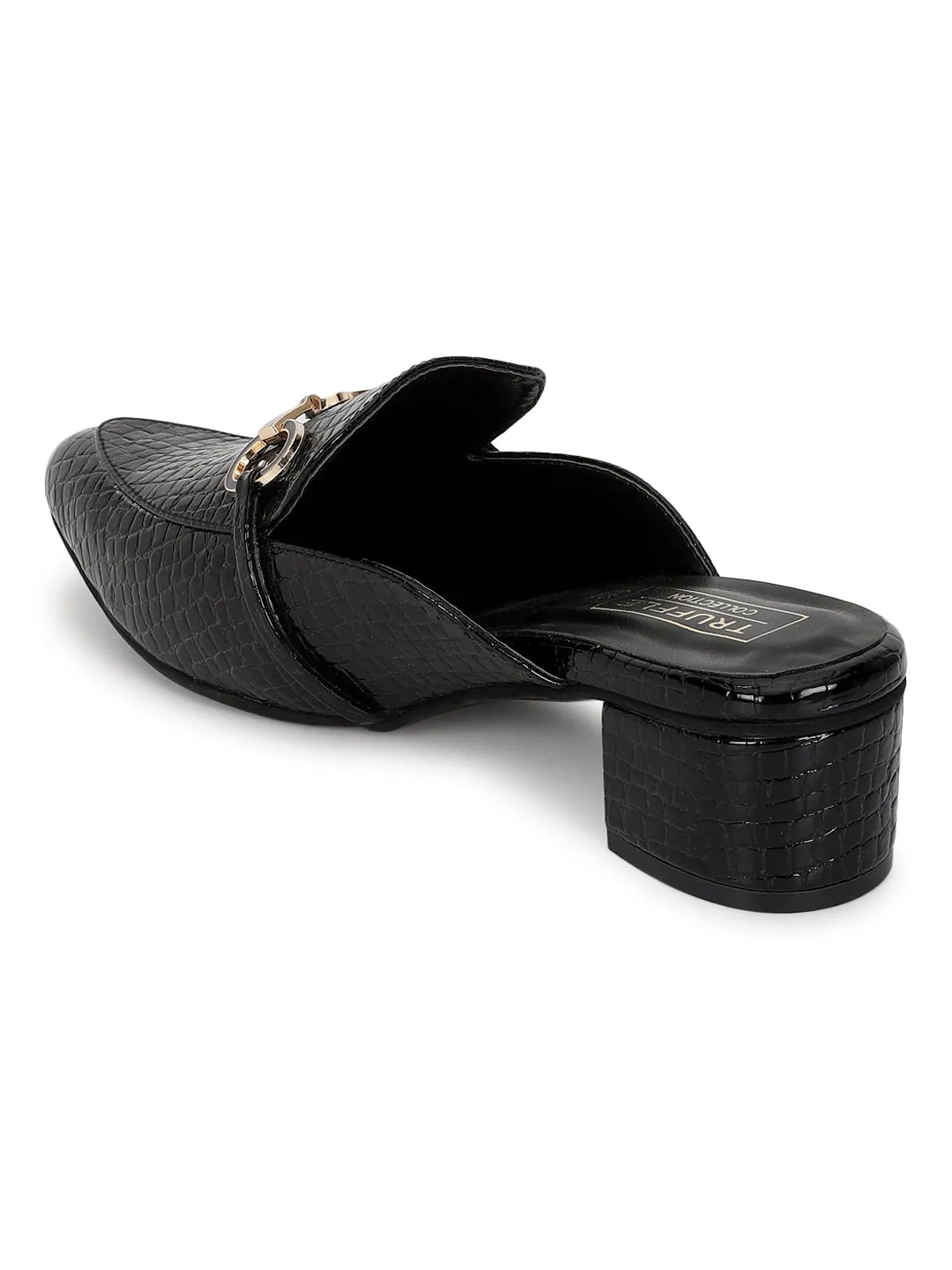 Black Patent Block Mules (TC-REN-BL214-BLK)