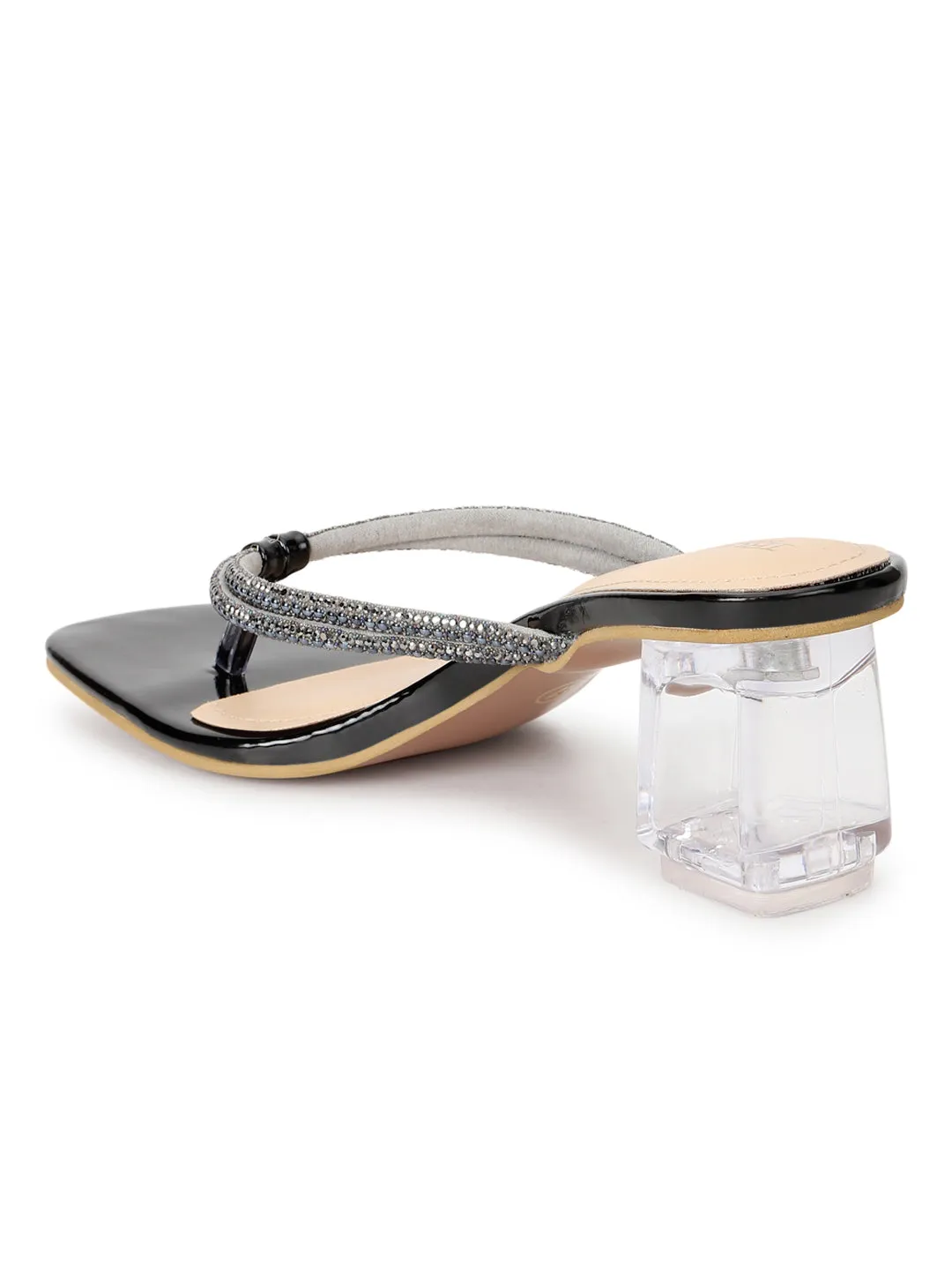 Black Patent Block Sandals (TC-ST-018-BLK)