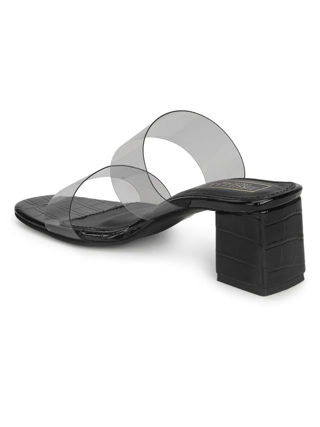 Black Perspex Mules With Clear Straps (TC-SLC-R505-BLK)