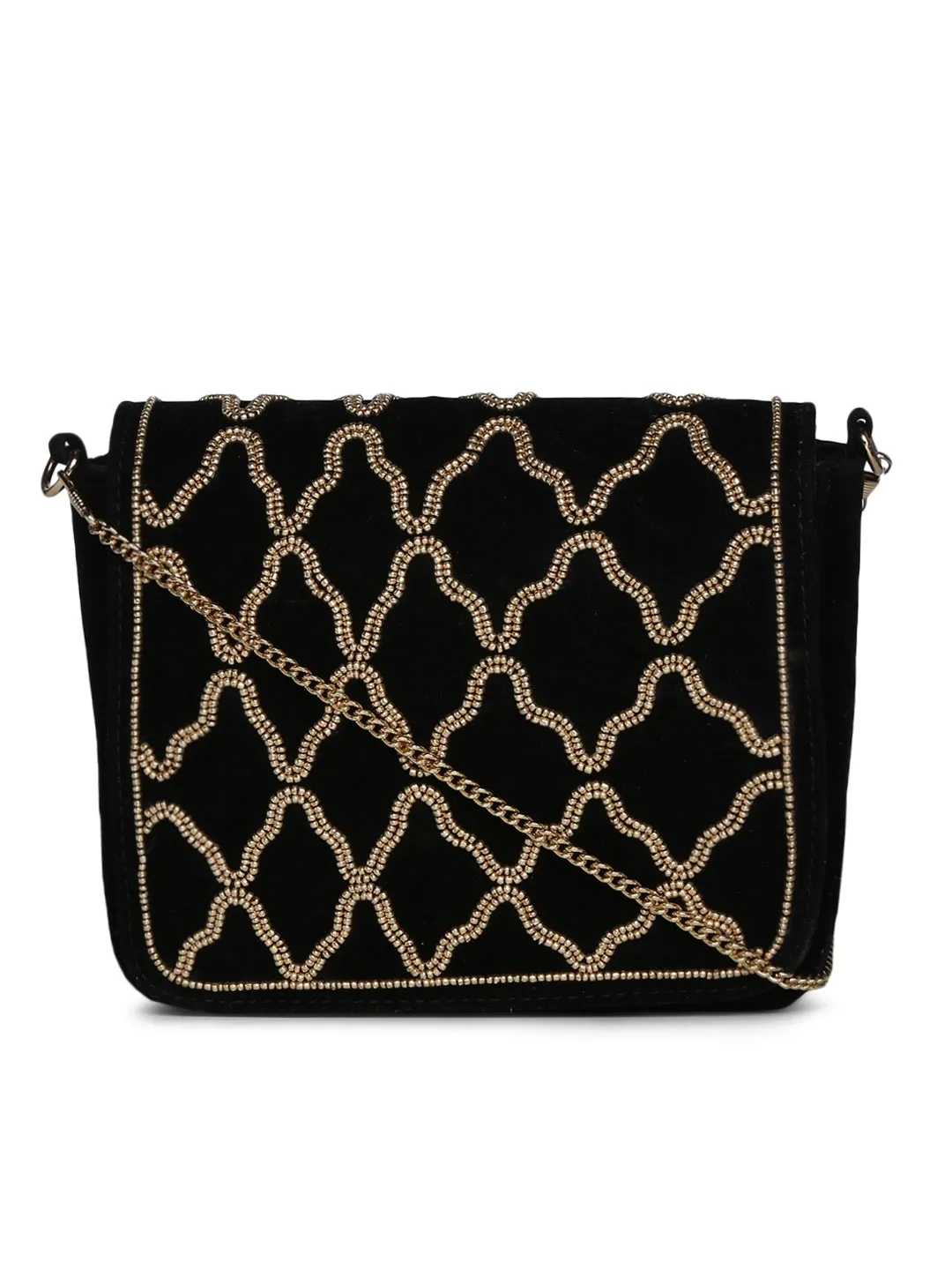 Black printed sling bag