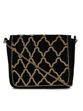 Black printed sling bag