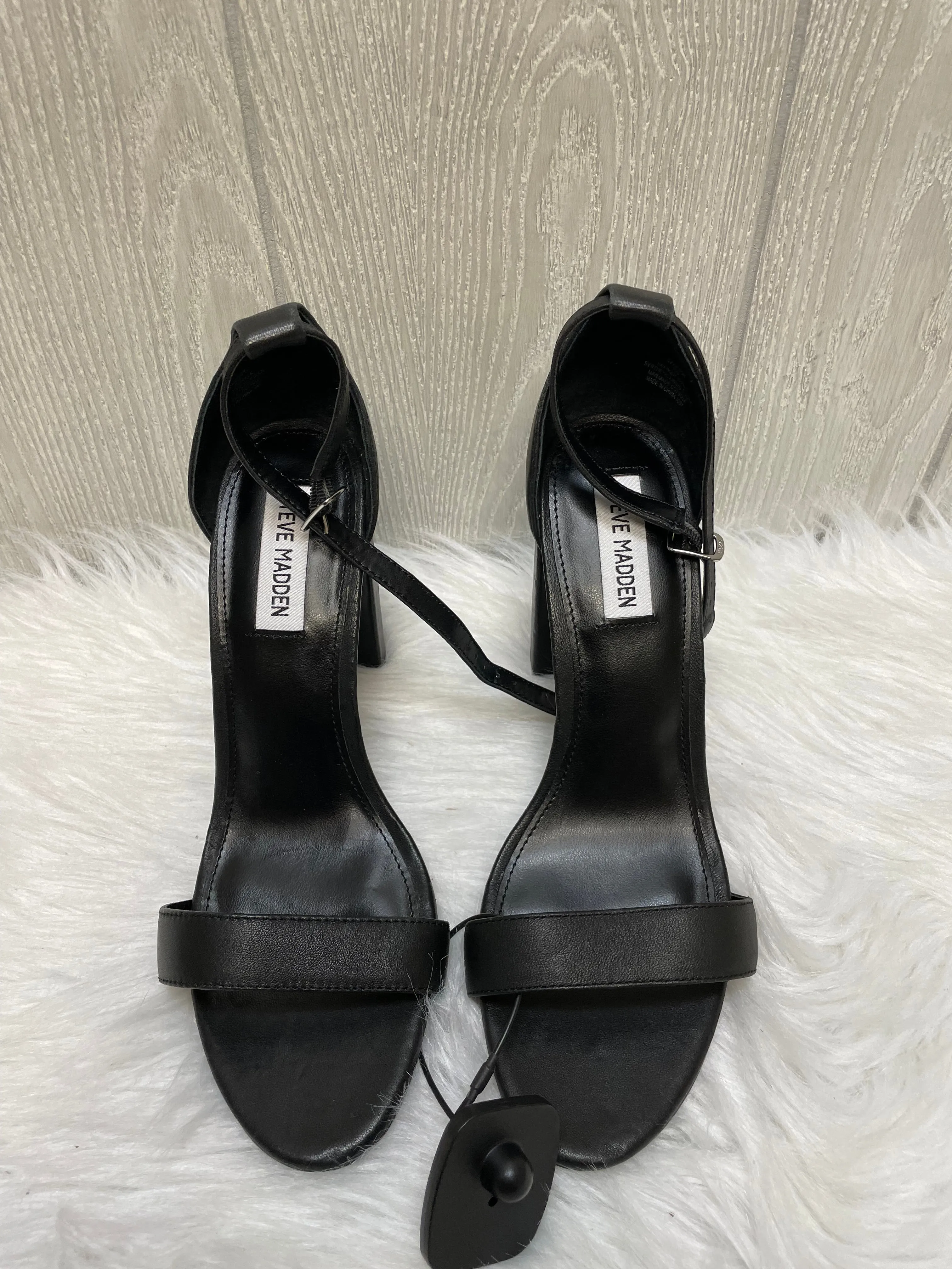 Black Sandals Heels Block Steve Madden, Size 10